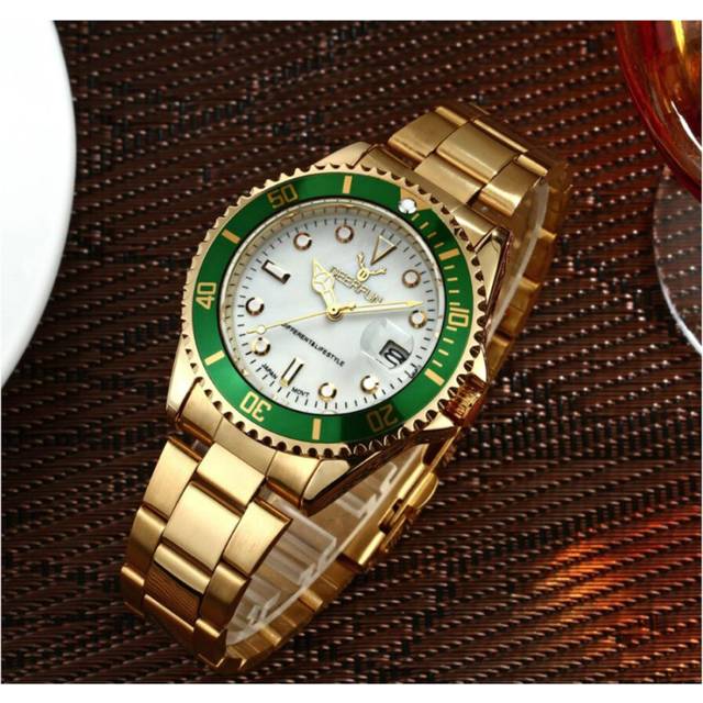 Deerfun Homage Watch White Green Gold Date Watches Oyster UK
