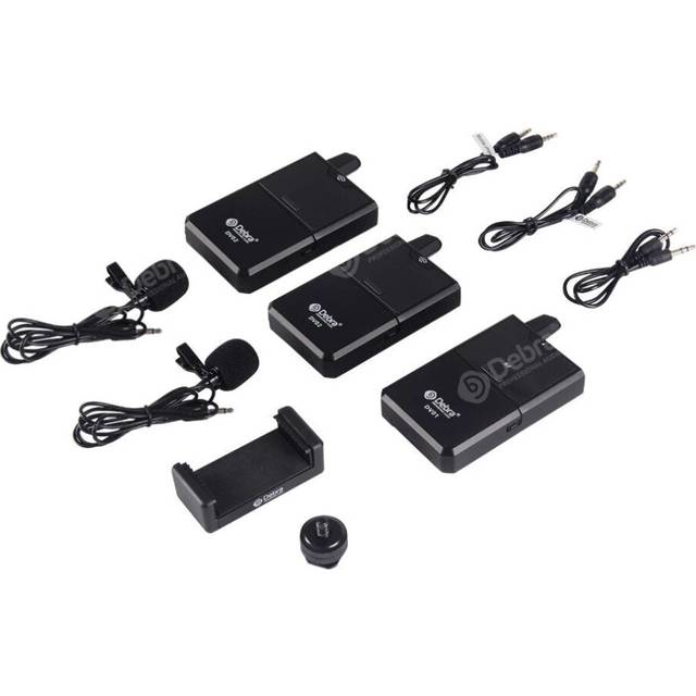 (DV02) UHF Wireless Lavalier Mic with Monitor Function and Interview Lapel for Smartphone DSLR Camera Webcast