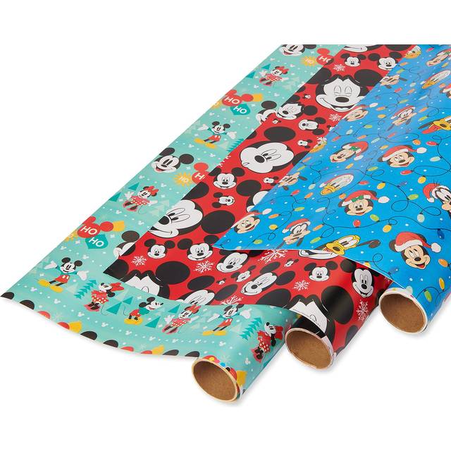 American Greetings 105 sq. ft. Disney Christmas Wrapping Paper Bundle with Cut Lines  Mickey Mouse (3 Rolls 30 in. x 14 ft.)