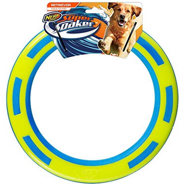 Nerf Dog Rubber & Foam Ring Dog Toy, Flying Disc, Lightweight, Durable and Water Resistant, 9 Inch Diameter, for Medium/Large Breeds, Single Unit, Blu