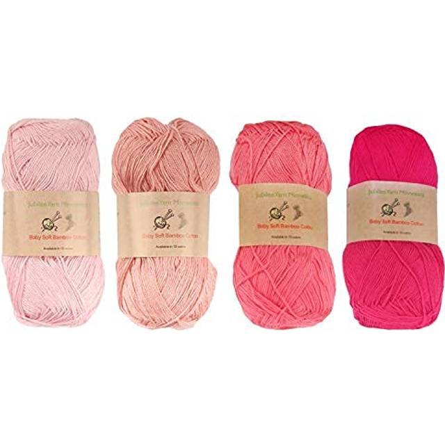 JubileeYarn Baby Soft Bamboo Cotton Yarn - 50g/Skein - Shades of Pink - 4 Skeins
