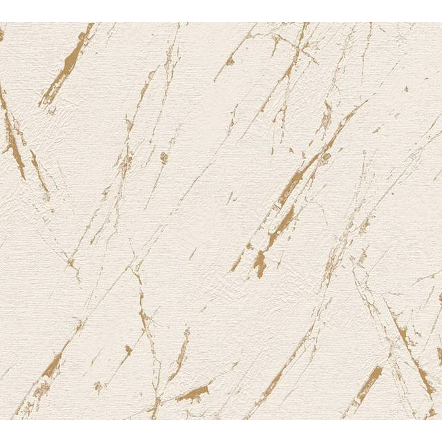 AS Creation White Kintsugi Metallic Gold Wallpaper Blown Vinyl Paste The Wall