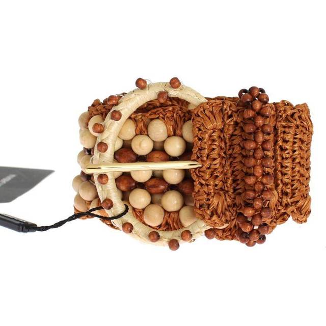 Dolce & Gabbana Women's Raffia Wood Bead Belt Women - Brown