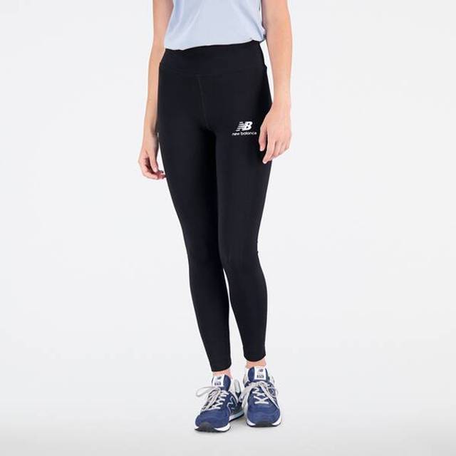 New Balance Women's Essentials Stacked Logo Cotton Legging in Black, size Medium