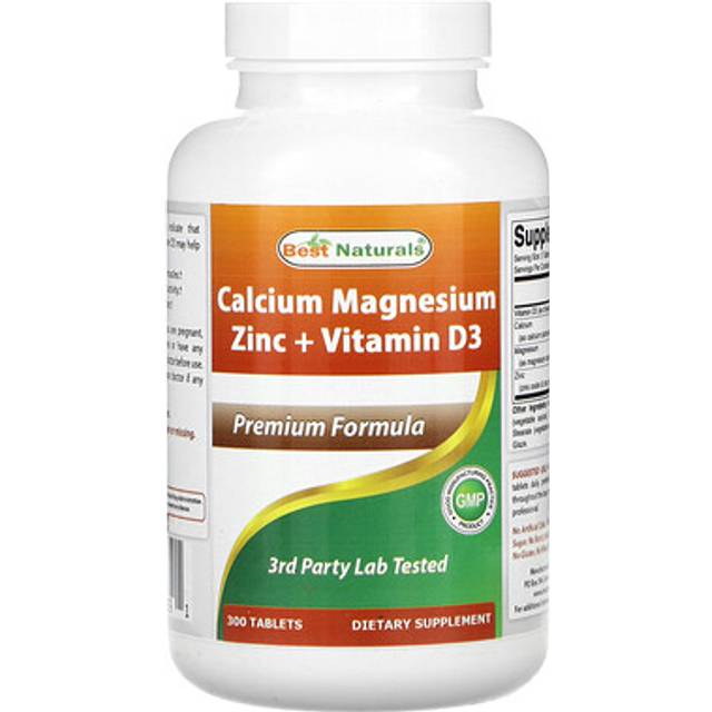 Best Naturals  Calcium Magnesium Zinc + Vitamin D3  300 Tablets