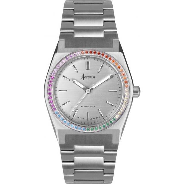 Accurist Women's Origin Rainbow Stone Set Silver Watch - Silver