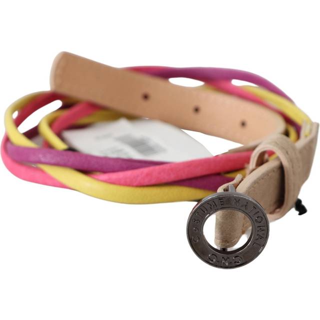 Costume National Multicolor Twisted Leather Circle Buckle Belt - 85 cm / 34 Inches