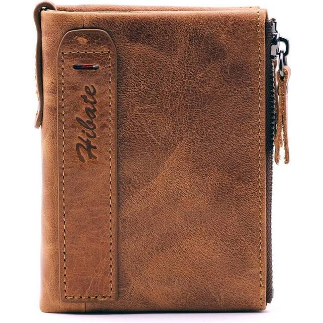 Hibate men leather wallet rfid blocking men's wallets credit card holder coin