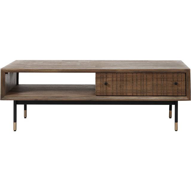 2 drawer coffee table acacia wood and black metal living room low coffee table