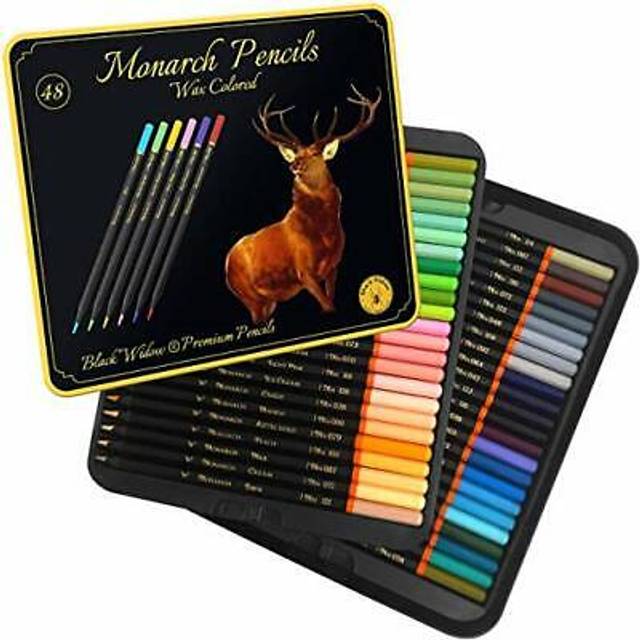 Black widow colouring pencils for adults, premium grade coloured pencils - 48