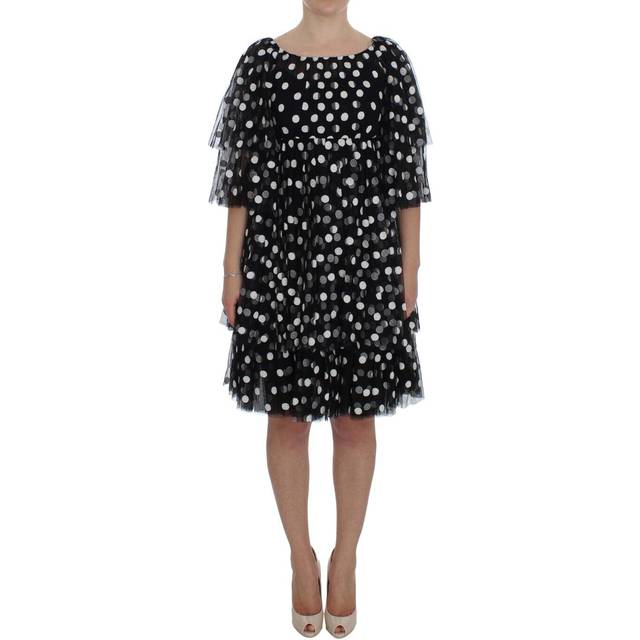 Dolce & Gabbana Black White Polka Dotted Ruffled Dress - IT40|S (IT40|S)