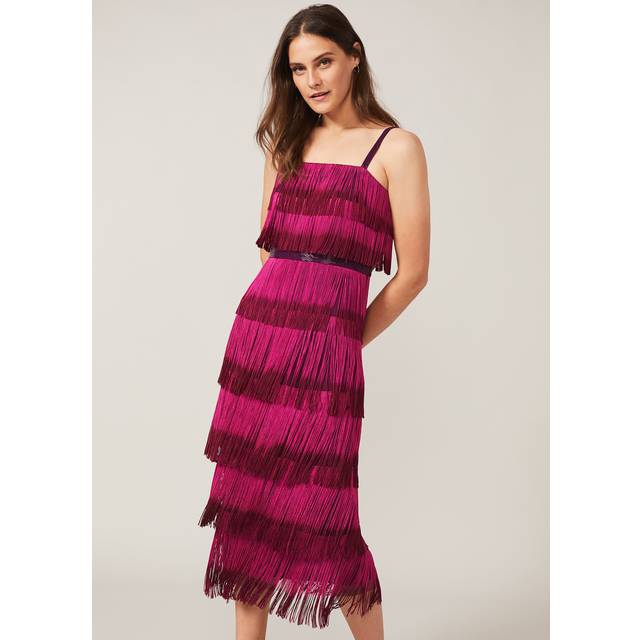 Phase Eight Women's Katalina Dip Dye Fringe Dress - Magenta/Orchid - 14