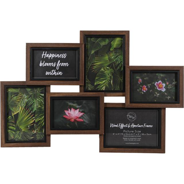 The Port. Co Gallery Dark Wood Effect 6 Aperture Collage Photo Frame - Brown - Multi