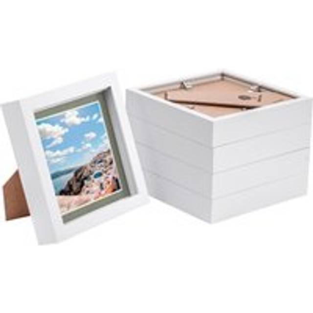 Nicola Spring - 6" x 6" White 3D Box Photo Frames - 4" x 4" Mount - Grey