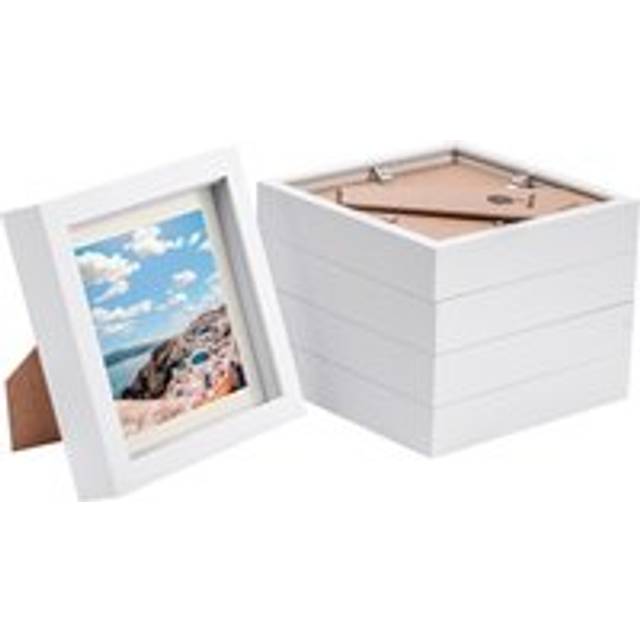Nicola Spring - 6" x 6" White 3D Box Photo Frames - 4" x 4" Mount - Ivory