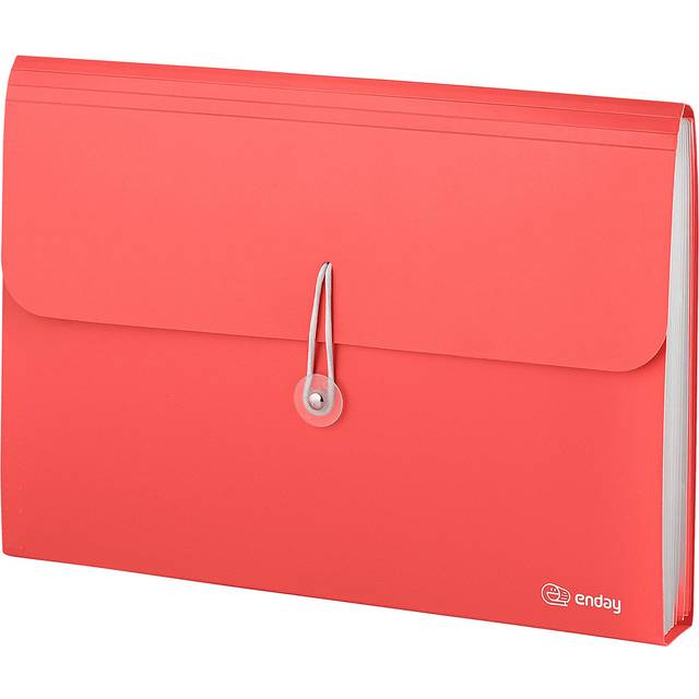 Enday 1No.0528 13-Pocket Letter Size Poly Expanding File, Red - Pack of 12