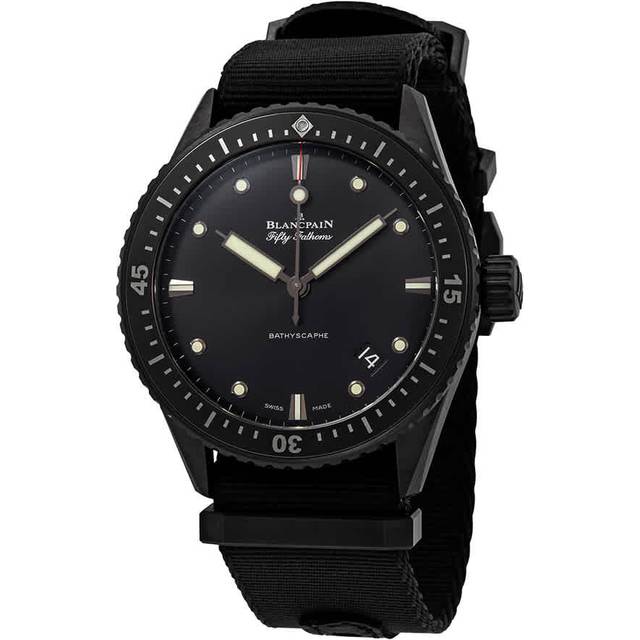 Blancpain Mens Black 5000-0130-ba Fifty Fathoms Ceramic Automatic Watch 1 Size - BLACK