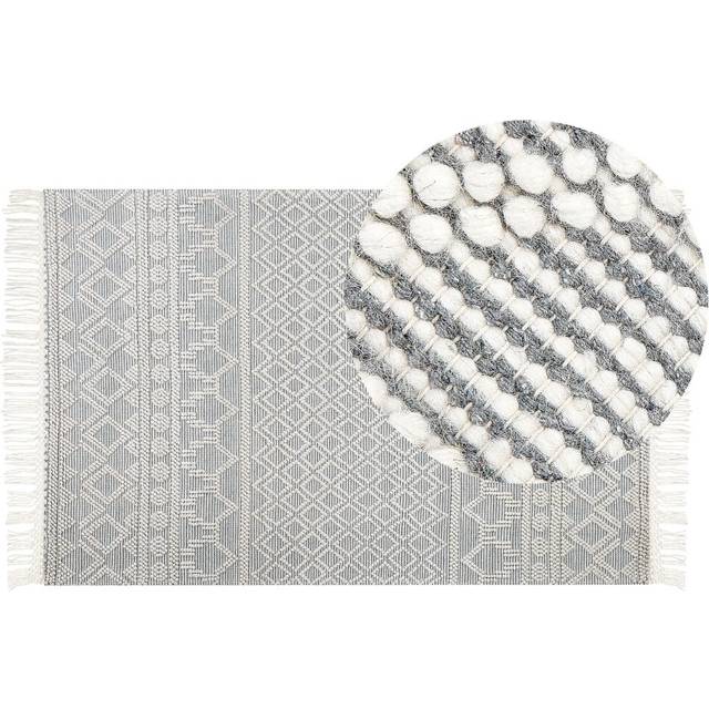 Wool Area Rug with Geometric Pattern 160 x 230 cm Beige and Grey SOLHAN