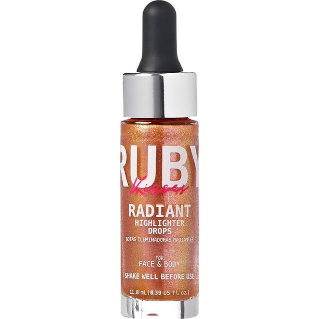 Ruby Kisses Radiant Drops  Shimmer Liquid Highlighter Makeup  Smooth Illuminator for Face Body  Natural Glow Dewiness Glitter for Skin (BLUSH GOLD)