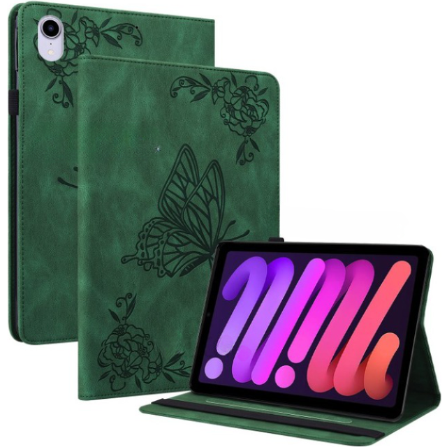 iPad mini 6 (2021) Fodral Imprinted Butterfly Flower - GrÃ¶n