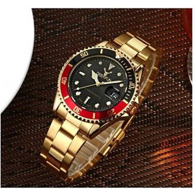 Genuine Deerfun Homage Watch Black Gold Red Date Watches Top Submariner UK