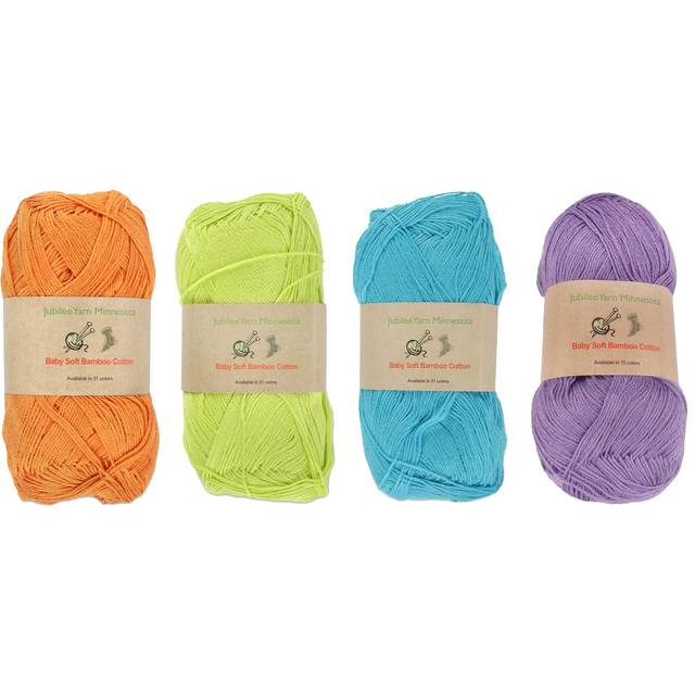 JubileeYarn Baby Soft Bamboo Cotton Yarn - 50g/Skein - Shades of Tropical Colors - 4 Skeins
