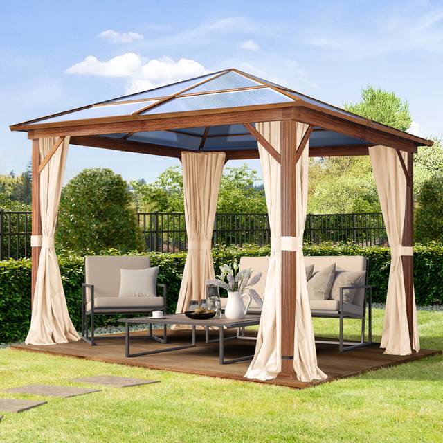 Paviljong, Hardtop Forest Deluxe, champagnefärgad, 3x3m i ekoptik - (301345)