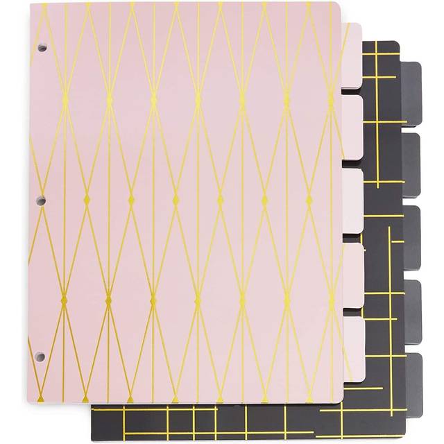 Paper Junkie 6 Sets of 5 Tab Dividers for 3 Ring Binders  30 Total Bulk Dividers for Office  School Supplies (Pink  Black  8.5 x 11 in)