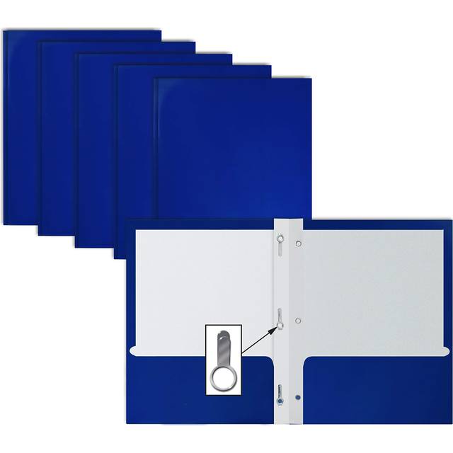 Better Office Products 25-Pack Glossy Blue 8.5 x 11-Inch File Folders with 3 Metal Prongs  Letter Size  25/Pack
