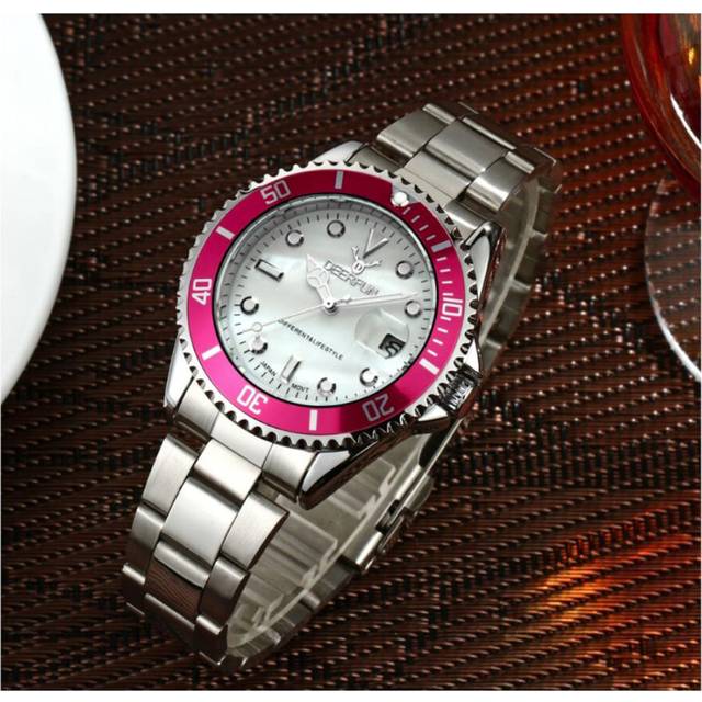 Genuine Deerfun Homage Watch White Pink Silver Date Watches Quality UK Fashion