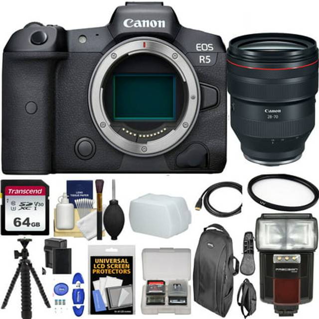 Canon EOS R5 Mirrorless Digital Camera Body with RF 24-70mm f/2.8 L IS USM Camera Lens in Black