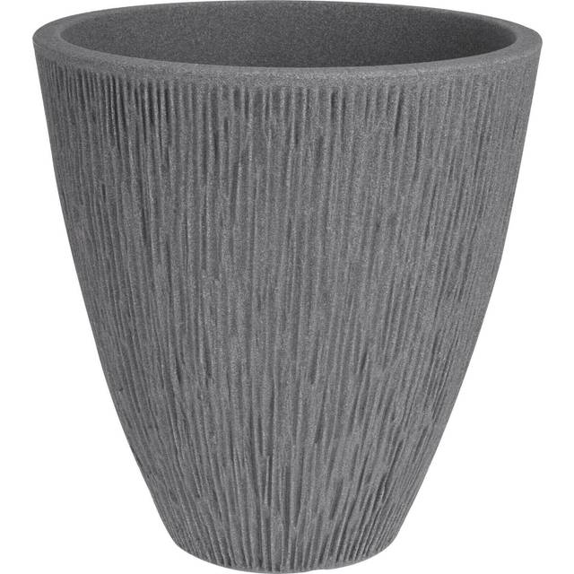 Large Ribbed Rippled Grey Planter Plant Pot 43cm Tall Indoor & Outdoor Planter