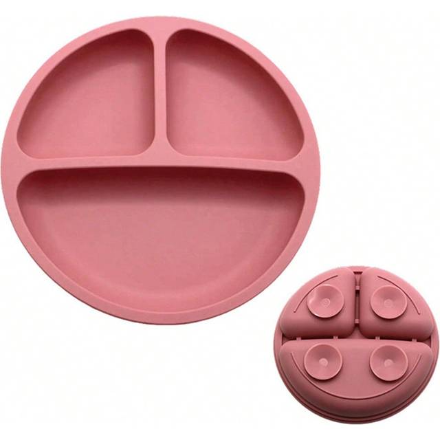 SHEIN 1pc Toddler Plate With Suction, Silicone Baby Feeding Placemat, Anti-Slip, Suitable For Weaning, Microwave And Dishwasher Safe