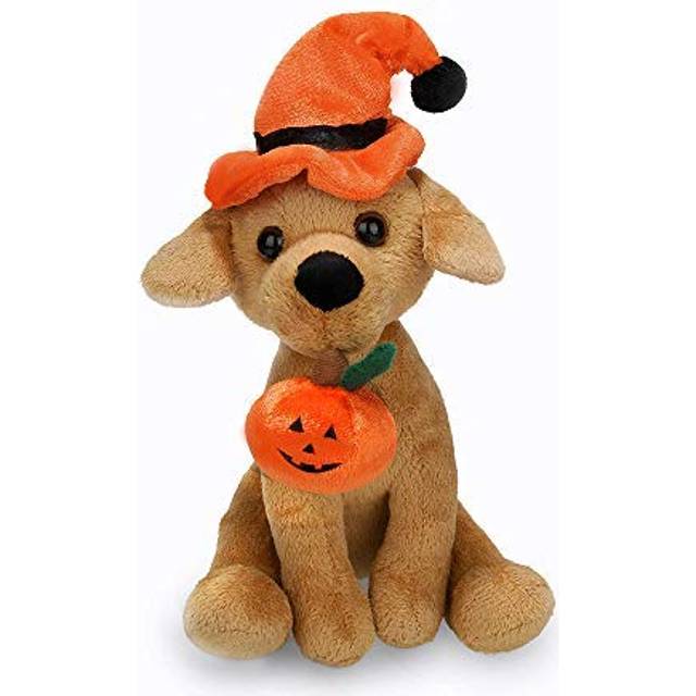 Plushland Halloween Pawpals 8 inches Puppy Dog Plush Stuffed Toy Comes with Hat and Halloween Jack O Lantern - Pumpkin for Kids on This Holiday (Labra