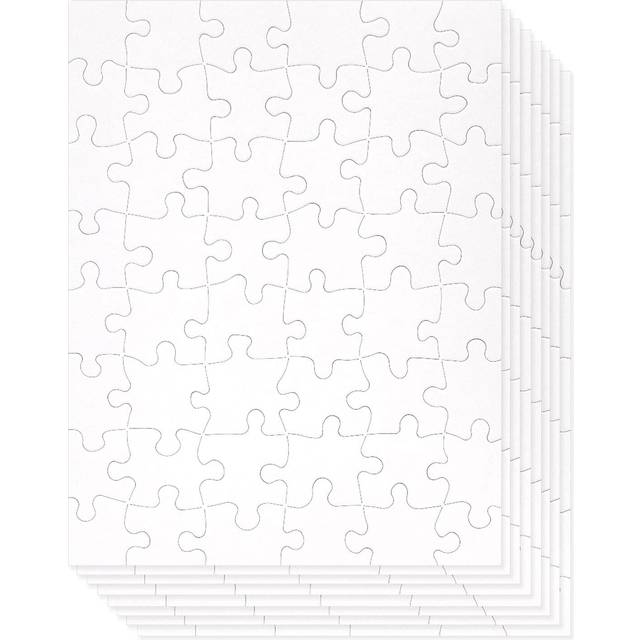 36 Blank Puzzles to Draw On, 8.5 x 11 Inch, White Jigsaw Puzzle Pieces to Create DIY, Arts and Crafts Projects (48 Pieces Each)