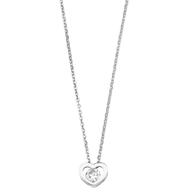 Amor halsband med hänge 925 sterling silver damhalsband, med cubic zirconia synth., 42 cm, silver, hjärta, Levereras i presentförpackning, 2016056