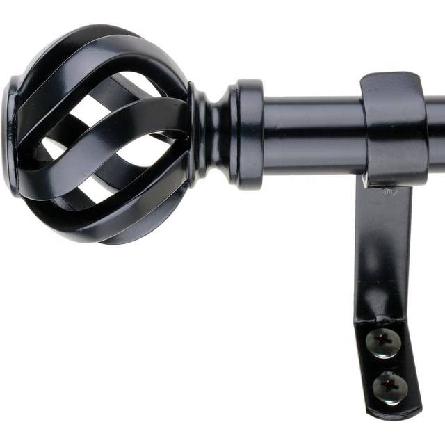 "Decopolitan 1"""""""" Cage Side Curtain Rod Pair  12 to 20 Inches  Black"