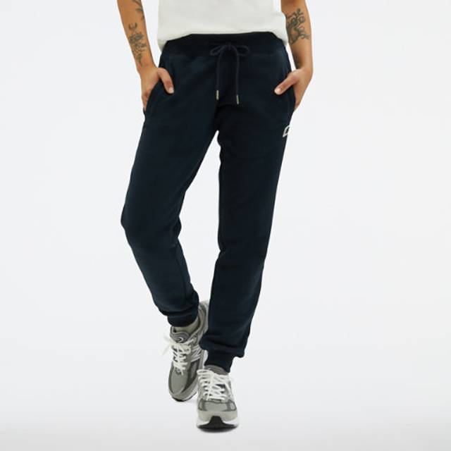 New Balance Women's NB Small Logo Pants in Navy Cotton, size X-Large - XL