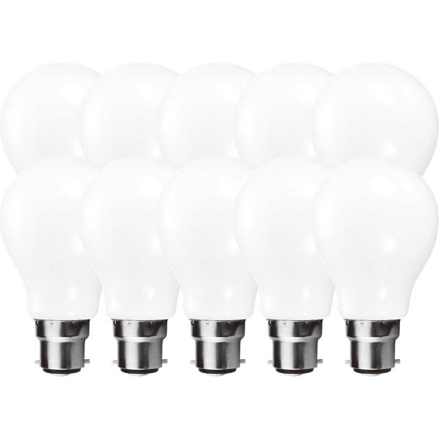 9W B22 Dimmable LED 3000K GLS Bulb Opal (Set Of 10) - White (BA22d/Bayonet Cap)