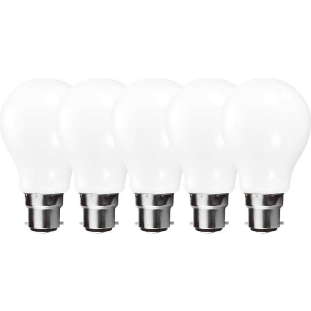 9W B22 Dimmable LED 3000K GLS Bulb Opal (Set Of 5) - White (BA22d/Bayonet Cap)