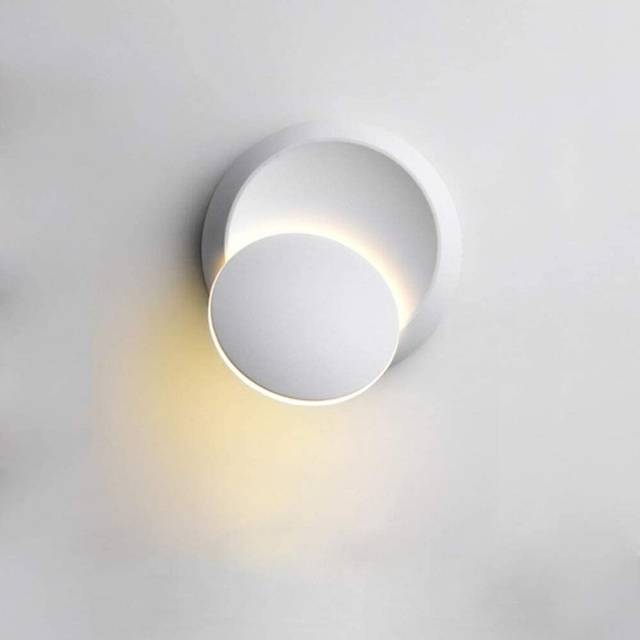5W Warm White LED Indoor Wall Light Modern Led Creative 2 in 1 Iron Wall Lamp Round Creative Wall Sconce (White)