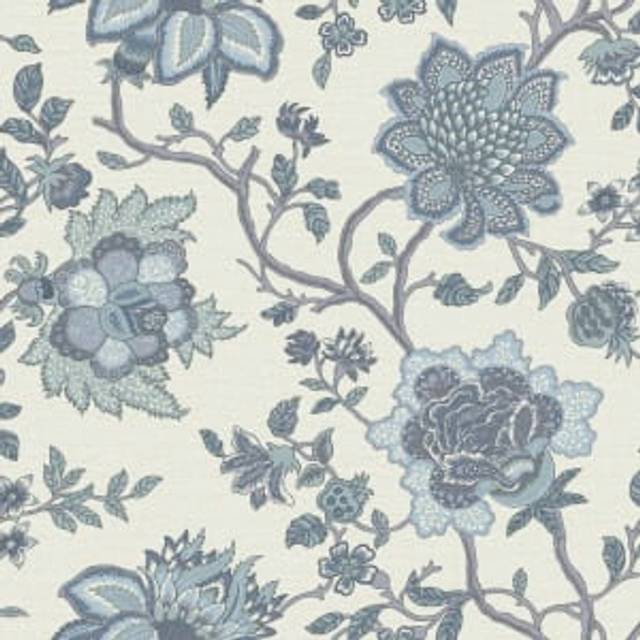 Holden Jacobean Floral Wallpaper Blossoming Flowers Trail Leaves Blue 13590