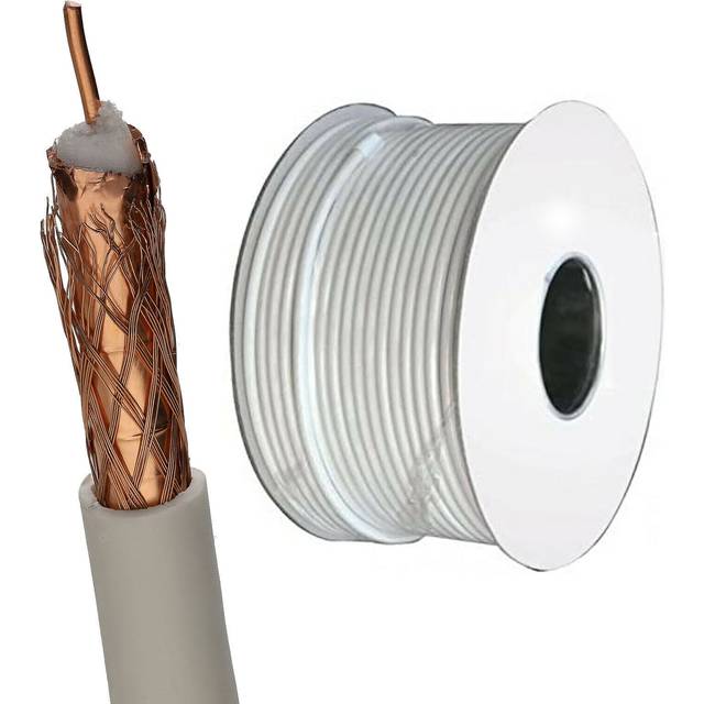 kenable 100U Foam Filled Digital Satellite TV Cable OFC Copper Core CCA Braid 100m White