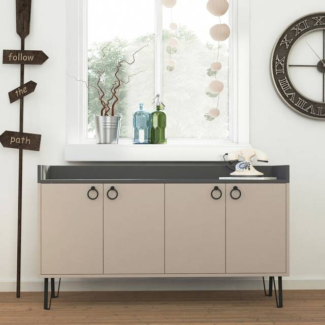 Dea Console Sideboard Display Unit Table - Mocha Grey / Anthracite Grey - Mocha Grey - Decortie