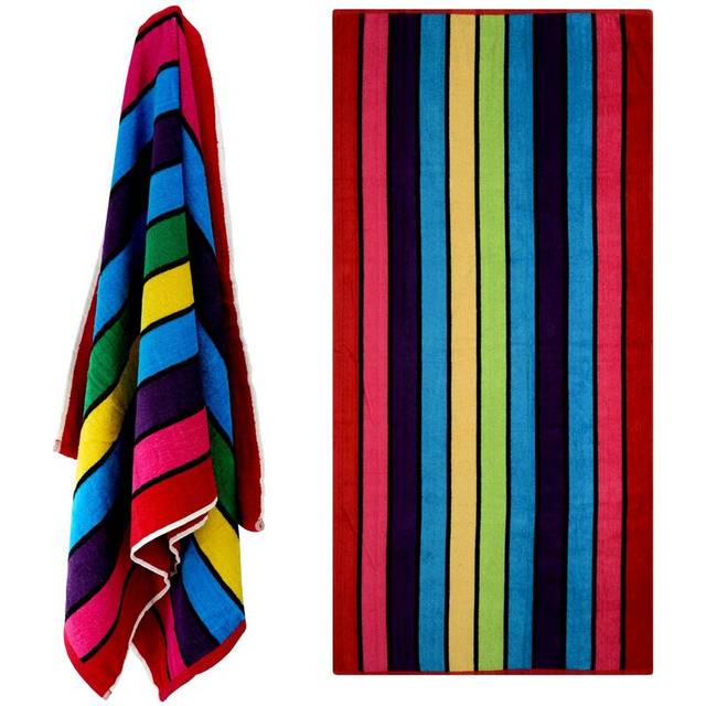Large cotton beach towel velour multicolour travel summer pool lightweight