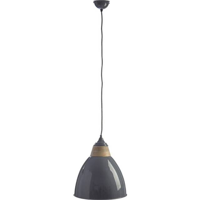 Premier Housewares Oslo Large Pendant Light in Iron/Wood - Grey, Grey