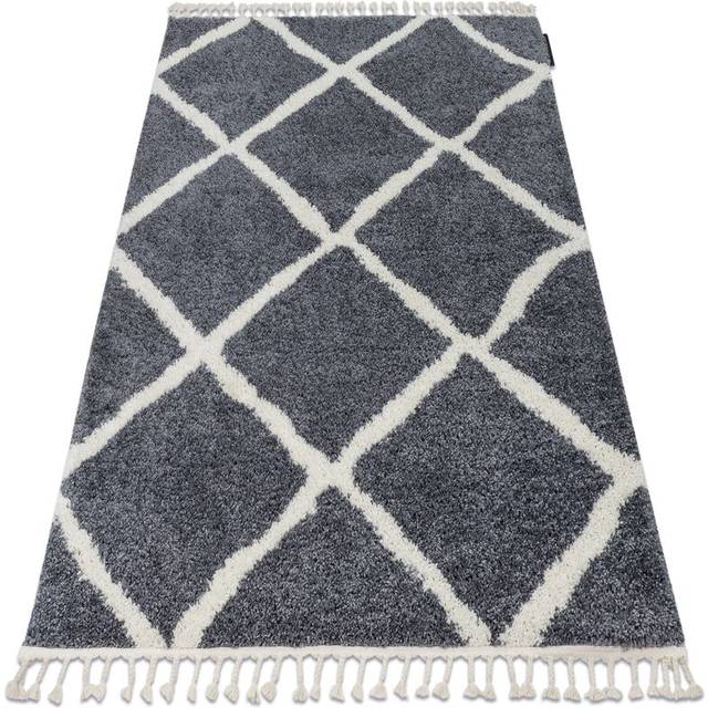 Rugsx - Carpet berber cross B5950 grey / white Fringe Berber Moroccan shaggy grey 180x270 cm