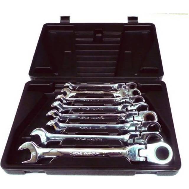 Flexible spanners ratchet wrench set 8pc 8-19mm