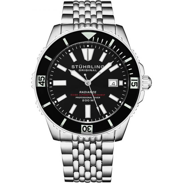 Swiss Automatic Depthmaster Radiance Diver Watch Stainless Steel Case With rotating Unidirectional Bezel and Stainless Steel Beaded metal bracelet Wat - Black - One Size