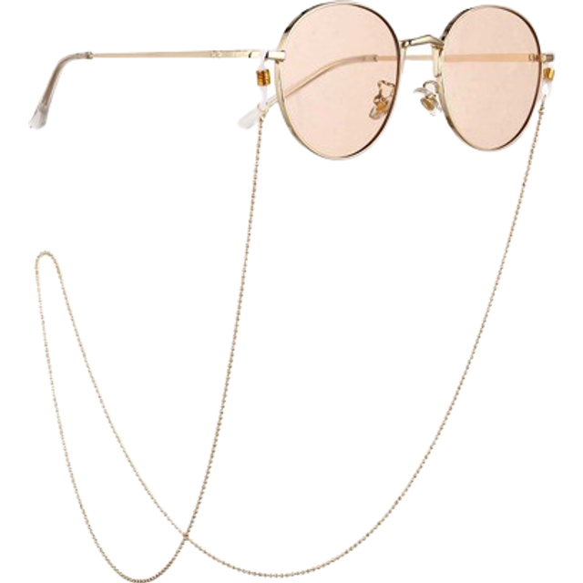 SHEIN 1pc Simple Fashion Round Bead Decor Metal Eyeglass Chain, Silicone Anti-Slip Sunglasses Chain For Men And Women,Cute Galsses Chain For Girls,Reading G